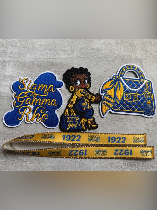 Other - Blue & Gold Embroidered Iron on Patch Set